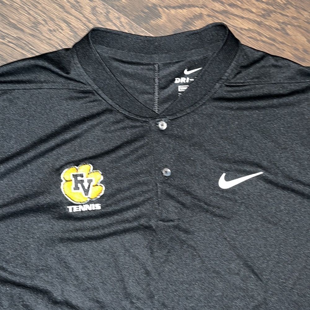 Nike Dri Fit Blade No Collar Black Tennis Team Golf Polo Shirt XL standard Fit